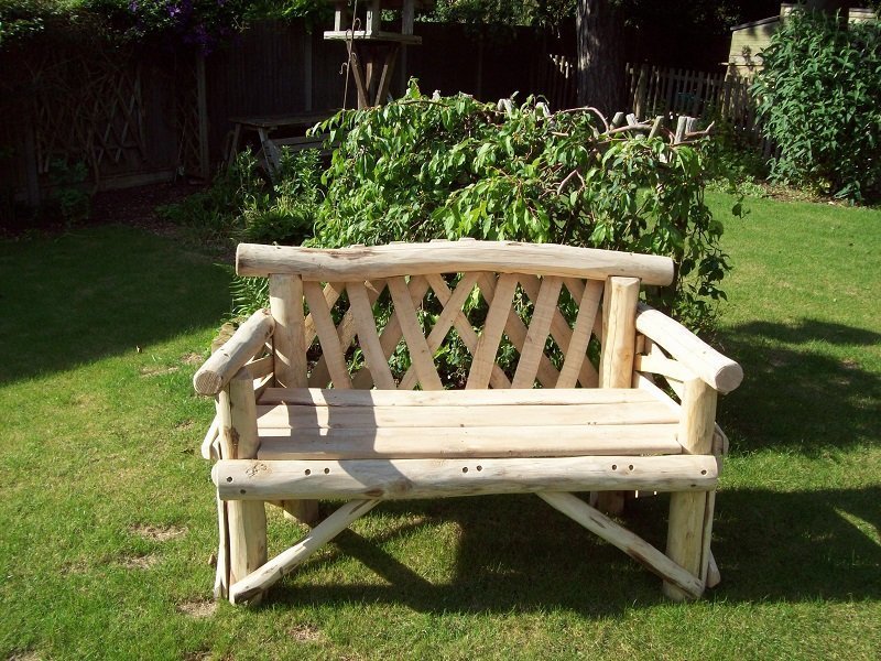 Bekesbourne 2 Seat Hardwood Rustic Garden Bench